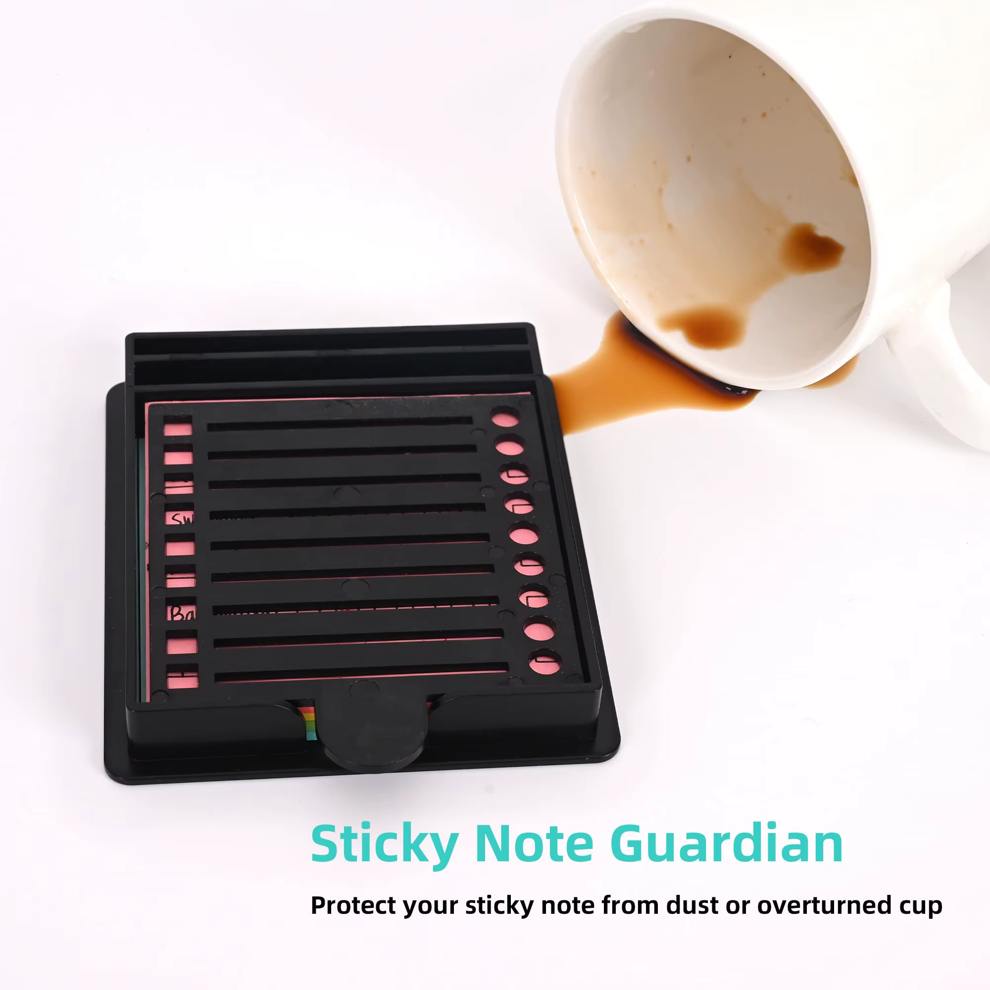 Support pour notes autocollantes compatible avec les notes Post-it, distributeur avec gabarits de dessin, organiseur de bloc-notes en boîte