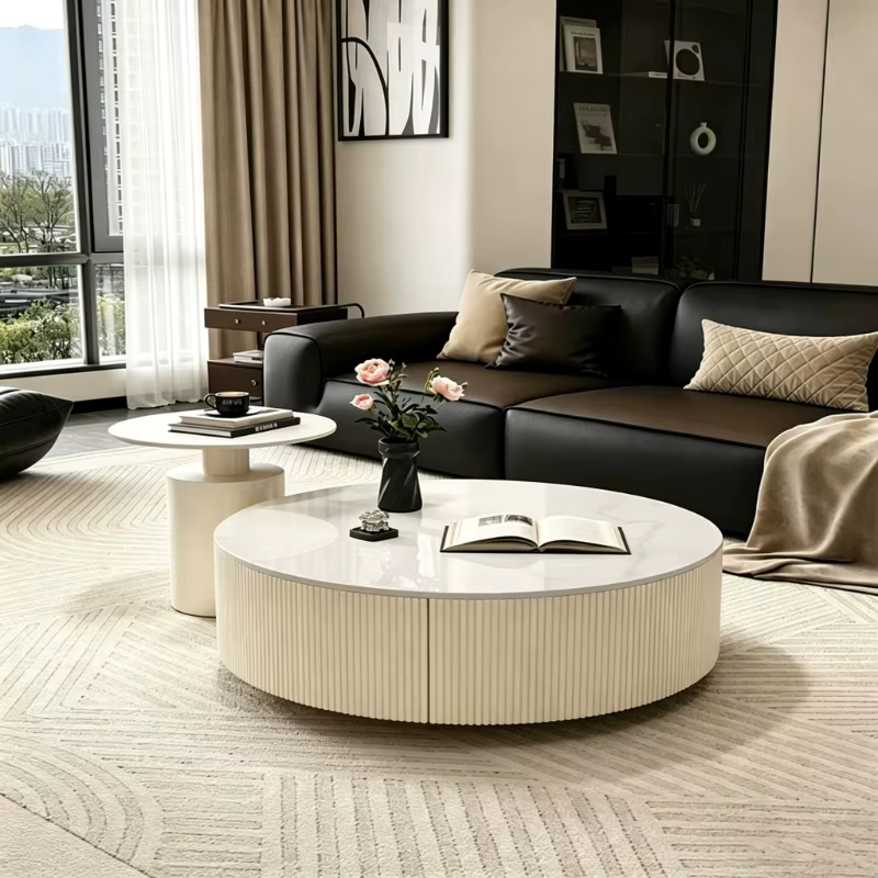 Table basse minimaliste moderne pour salon, design gain de place, petite table basse ronde pour balcon, meubles de salon