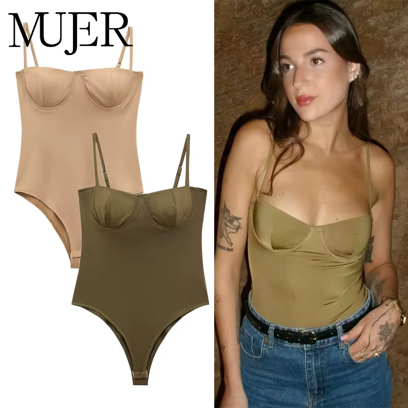 MUJER Sexy Satin Body Femmes Dos Nu Bustier Top