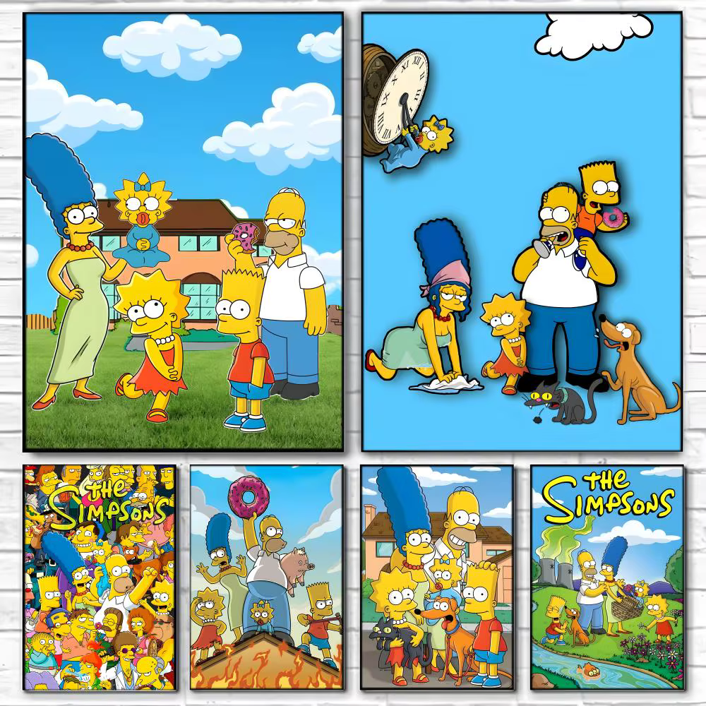 Affiche murale Anime T-The Simpsons, impression artistique adaptée au salon, chambre à coucher, bar, salon, décoration de la maison, cadeau