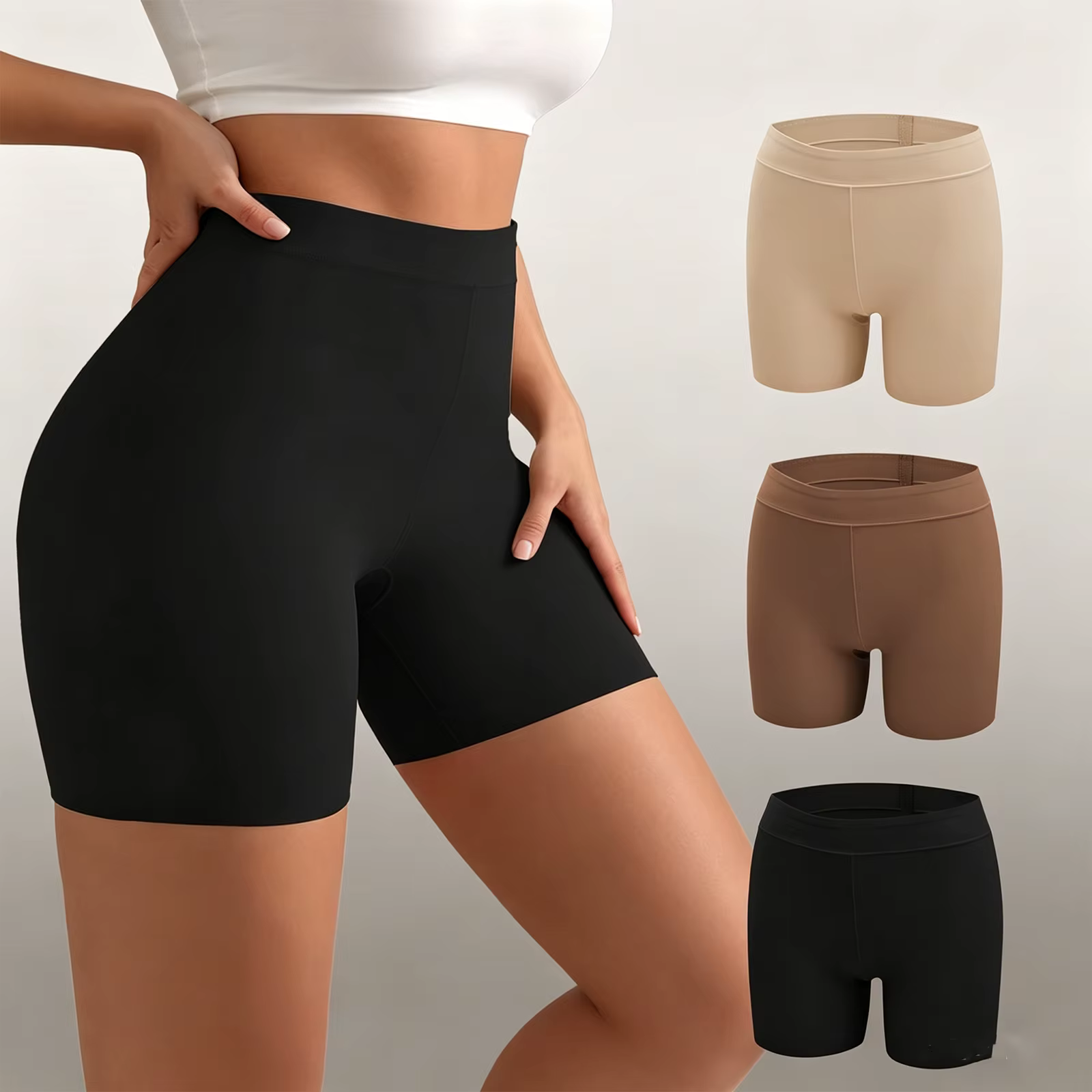 Culotte gainante taille haute sans couture anti-remontée pour femme