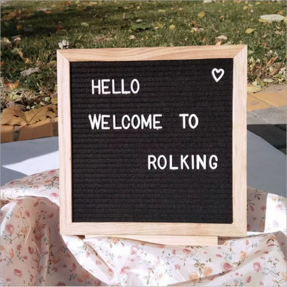 Nouvelle Arrivée Tableau de messages en bois simple avec symboles modifiables Décoration d'intérieur Tableau de lettres en feutre Tableau noir pour boutique