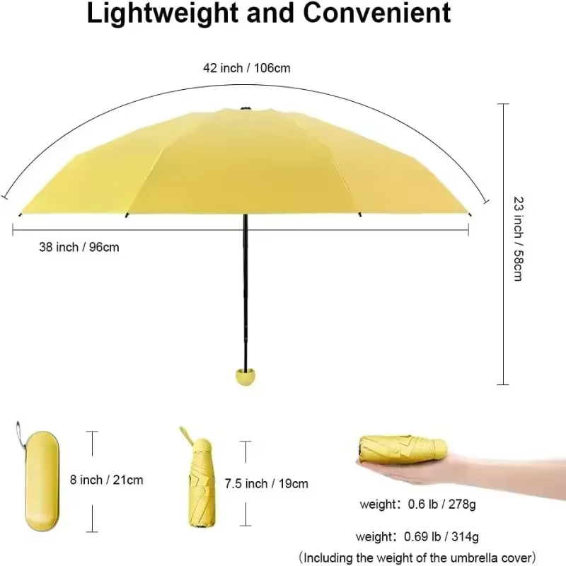Parasol petit et Portable Capsule parapluie parapluie femme soleil et pluie double usage parasol