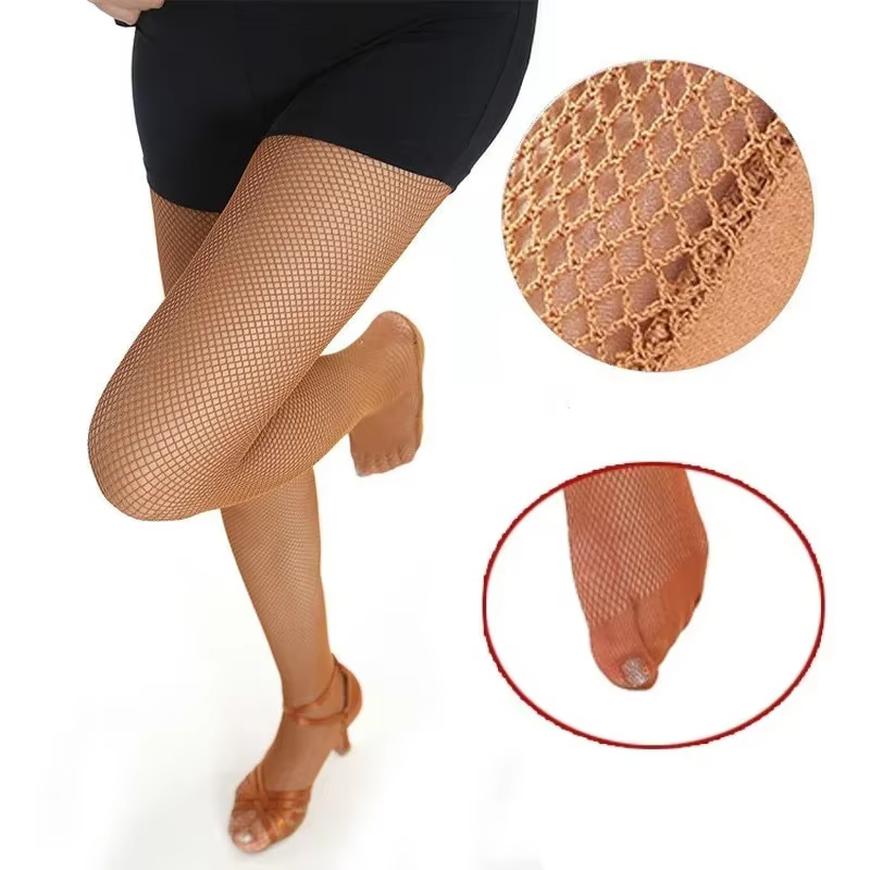 Collants résille grande taille femmes professionnel renforcé entrejambe et orteil danse latine