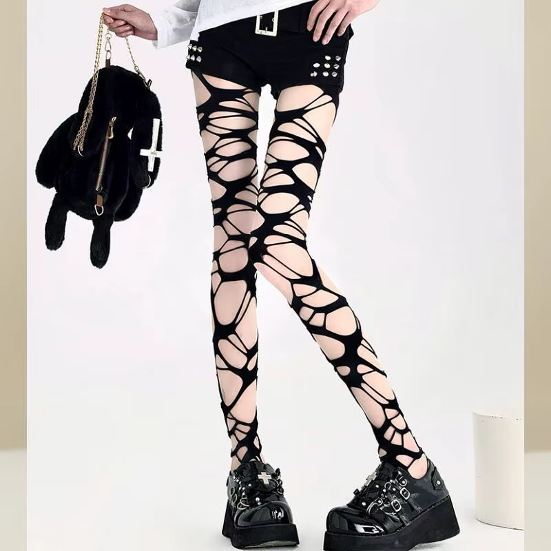 Collants résille déchirés pour femmes – Bas punk en détresse