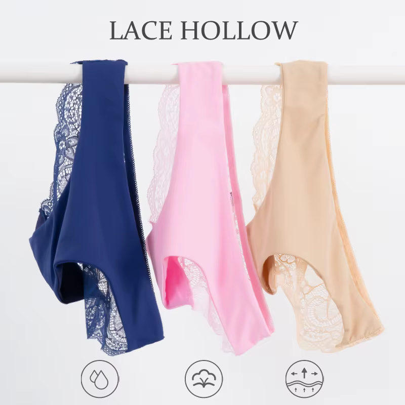 Culotte en dentelle transparente pour femme