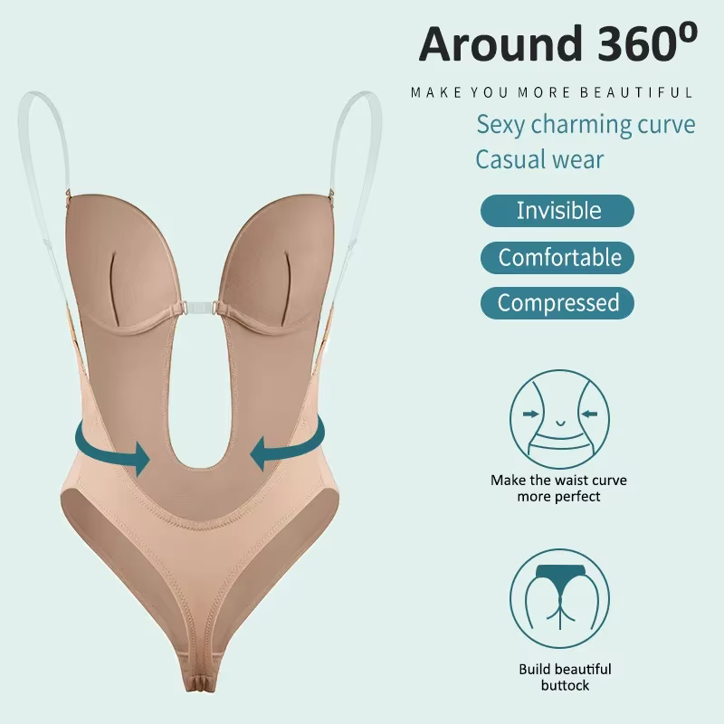 Femmes corps complet Shaper soutien-gorge dos nu Body string Invisible Shapers ventre contrôle Shapewear ceintures gaine sous-vêtements amincissants