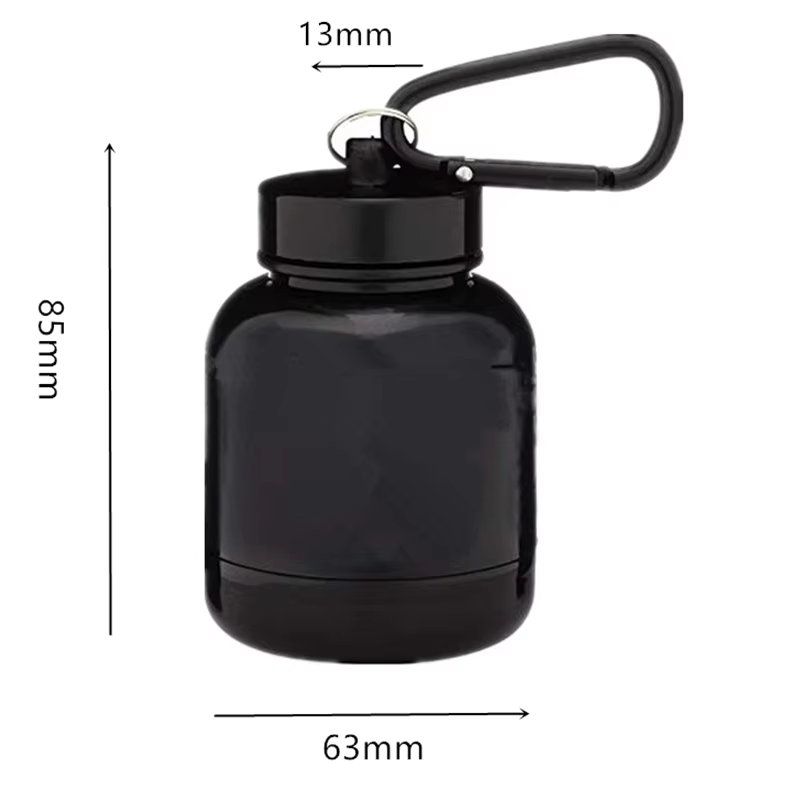 Bouteille portable pour protéines en poudre avec porte-clés, entonnoir de santé, boîte à médicaments, mini-gobelet, conteneur de camping extérieur