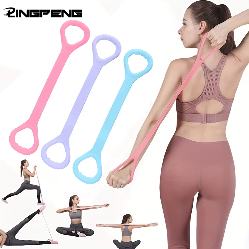 Civière en forme de 8 pour le fitness à domicile, la mise en forme du dos, bande élastique avec épaule ouverte et bande d'étirement du dos pour l'exercice des épaules
