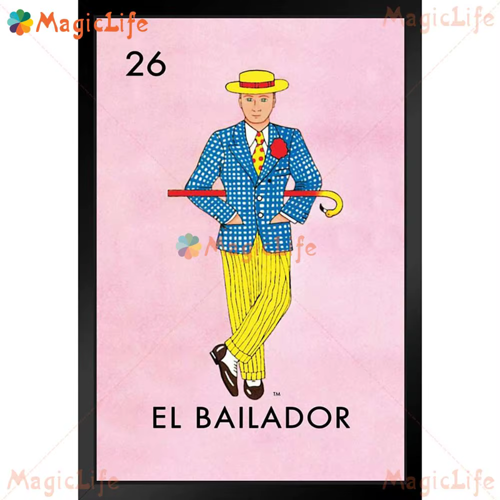 Affiches de cartes de jeu de loterie mexicaine de dessin animé EL BAILADOR, images murales pour salon, peinture sur toile d'art mural sans cadre