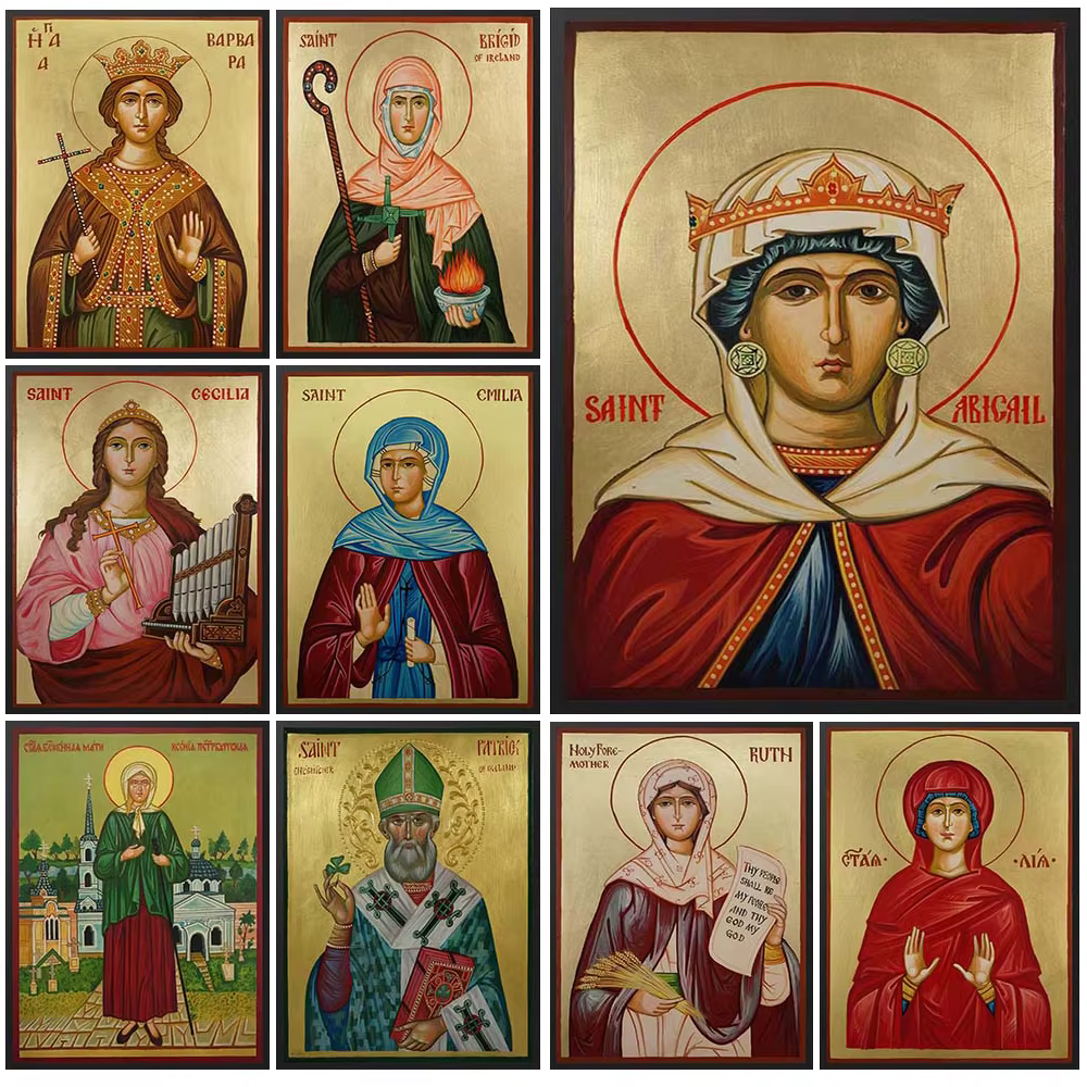 Peinture sur toile Saint Abigail Orthodox Saint Foremother, Saint Cecilia, Affiche murale sans cadre, Affiche de salle d'église, Art mural