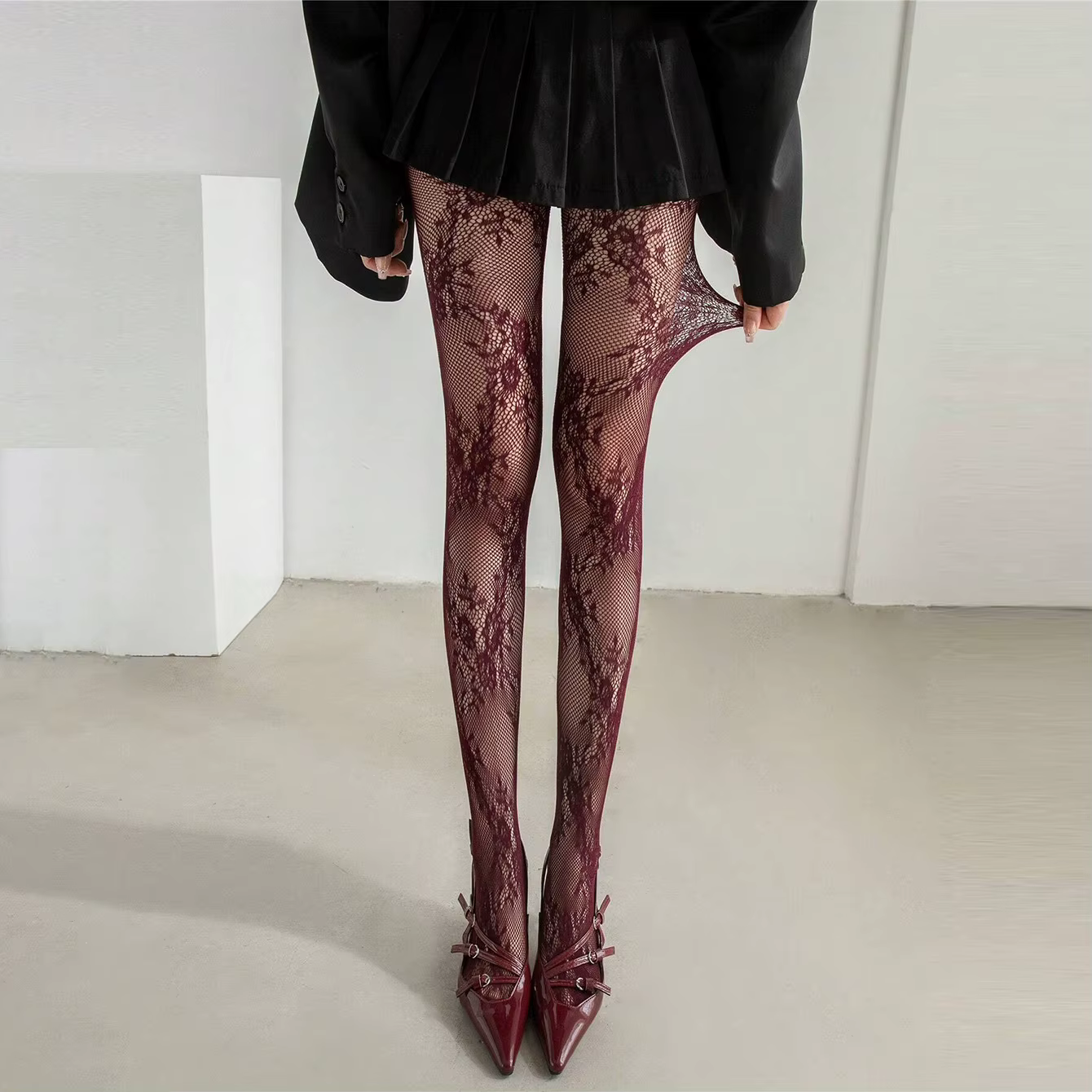 Collants Slim bordeaux noir pour femmes