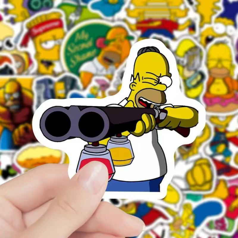 50 autocollants de dessin animé The Simpsons Hommor, imperméables, créatifs, pour bagages, téléphone, décoration, jouets cadeaux pour garçons
