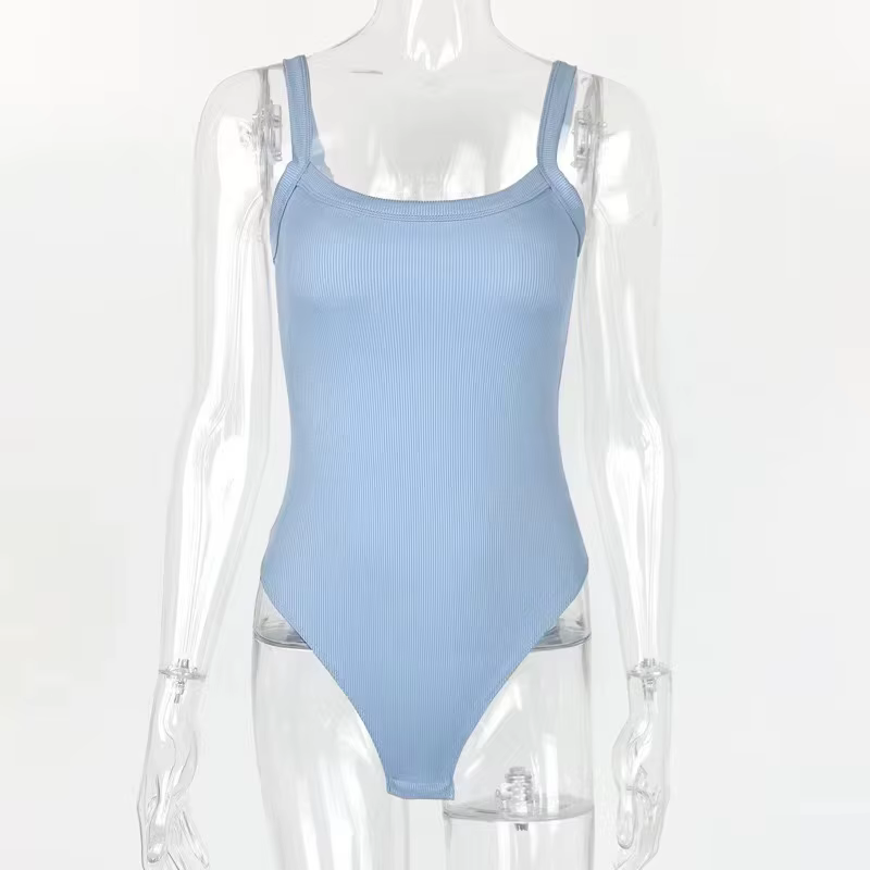 Sangle solide moulante Sexy corps décontracté basique blanc été Body haut pour femme sans manches pure
