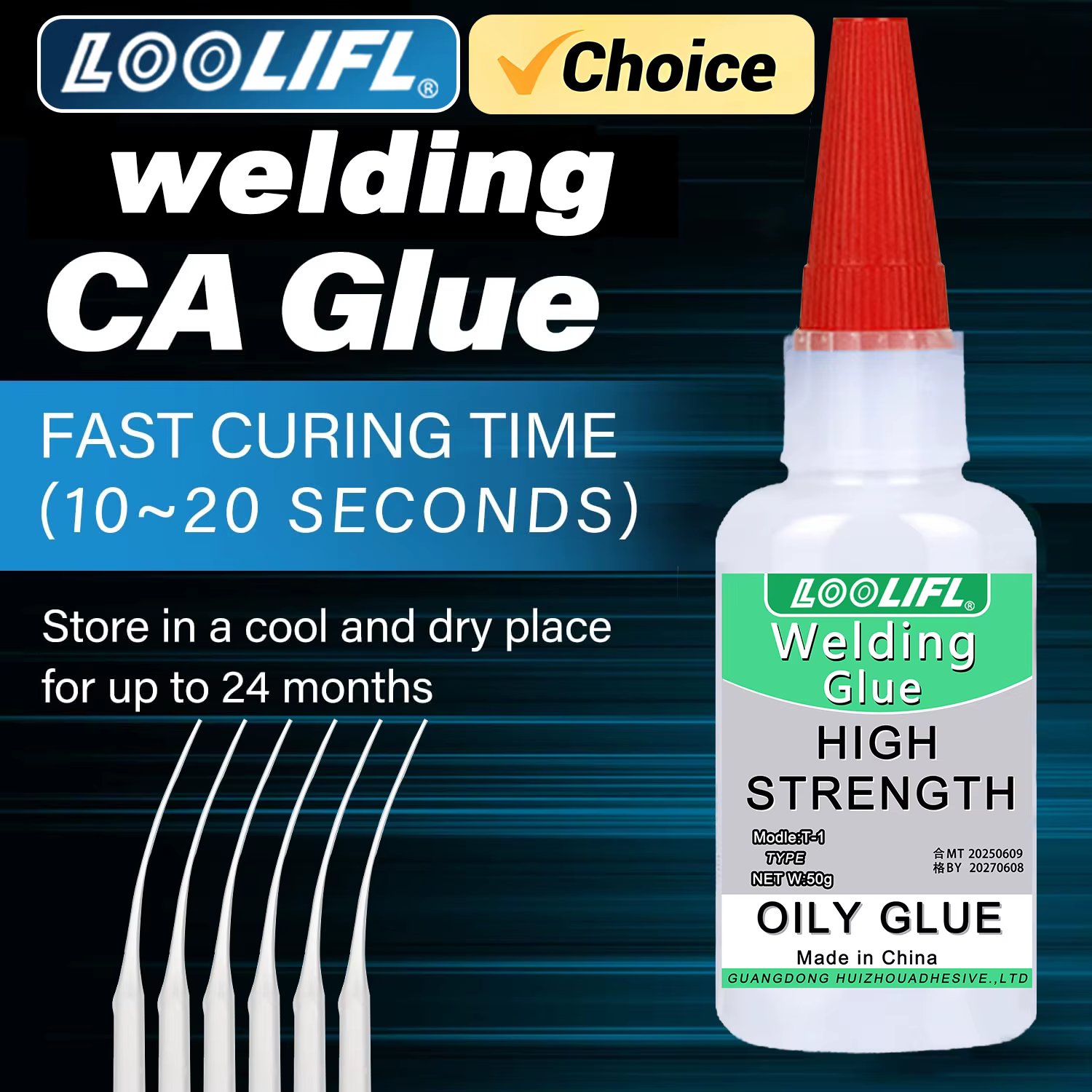 LOOLIFL 50g Colle à base d'huile à haute résistance pour le soudage, super colle à base d'huile, colle CA de haute qualité - colle universelle instantanée pour la résine, la céramique, le métal, le ve