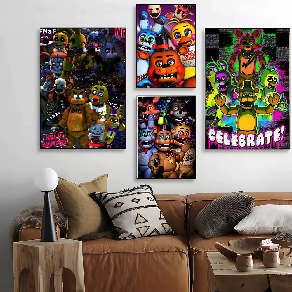 Affiche d'art Fnaf Five-nights-At-Freddys avec imprimés, décoration de maison, chambre à coucher, salon, cadeau