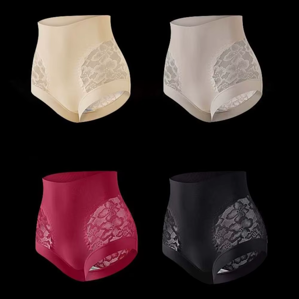 Culotte gainante post-partum taille haute sans couture avec fleurs en dentelle