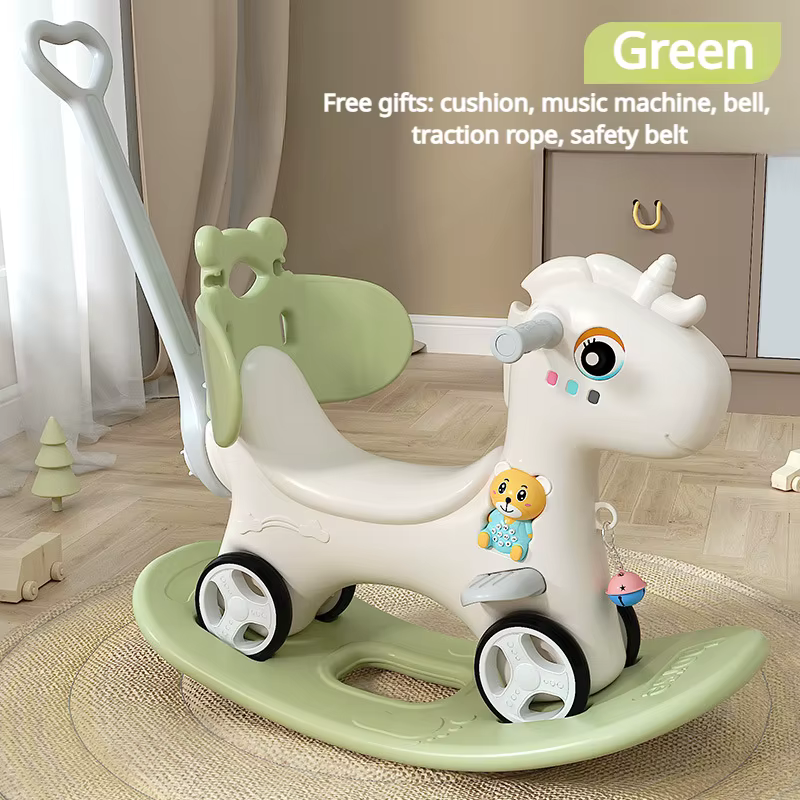 Cheval à bascule pour tout-petits, jouet à bascule pour bébé, cadeau d'anniversaire et de noël amusant pour enfants, vélo d'équilibre avec poignée poussoir