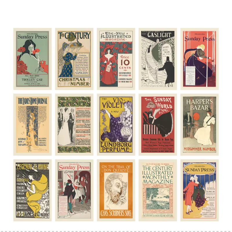 Cartes postales Vintage 15 feuilles, cartes de vœux à la mode, couverture de Magazine, carte de Message décorative, étiquette cadeau, carte postale de souhait de bénédiction
