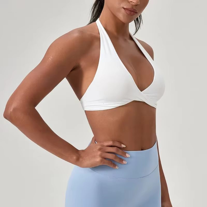 Soutien-gorge de sport pour femmes, col licou, Design élégant au dos, soutien-gorge de Yoga, de gymnastique, de course, de Fitness, vêtements pour femmes