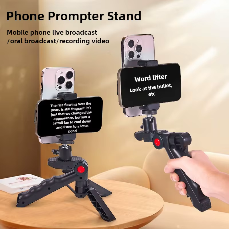 Support de téléprompteur pour téléphone, diffusion en direct, support de bureau portable, sous-titre vidéo, lecture vocale, trépied, accessoires
