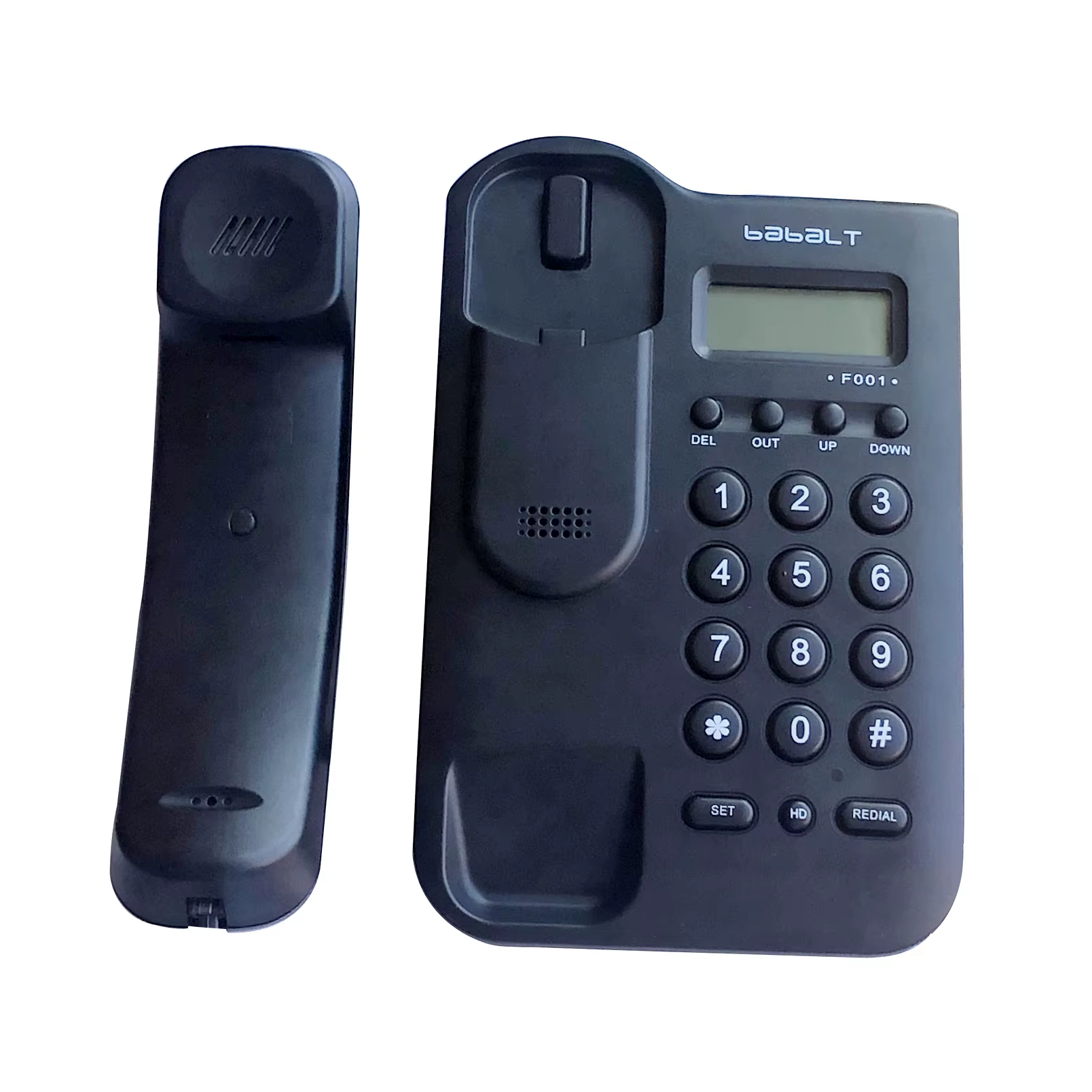 Téléphone filaire, téléphone d'identification de l'appelant noir, téléphone fixe analogique montable sur le bureau/mur de base pour la maison