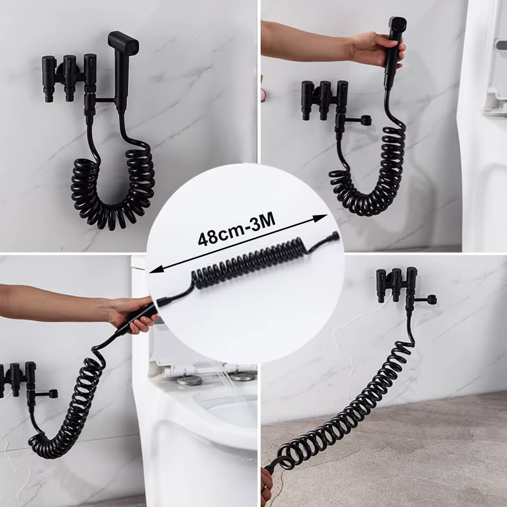 Nouveau 1.5/2/3/5M ressort Flexible rétractable tuyau pour pomme de douche toilette Bidet tuyau plomberie salle de bains spirale Flexible tuyau de douche