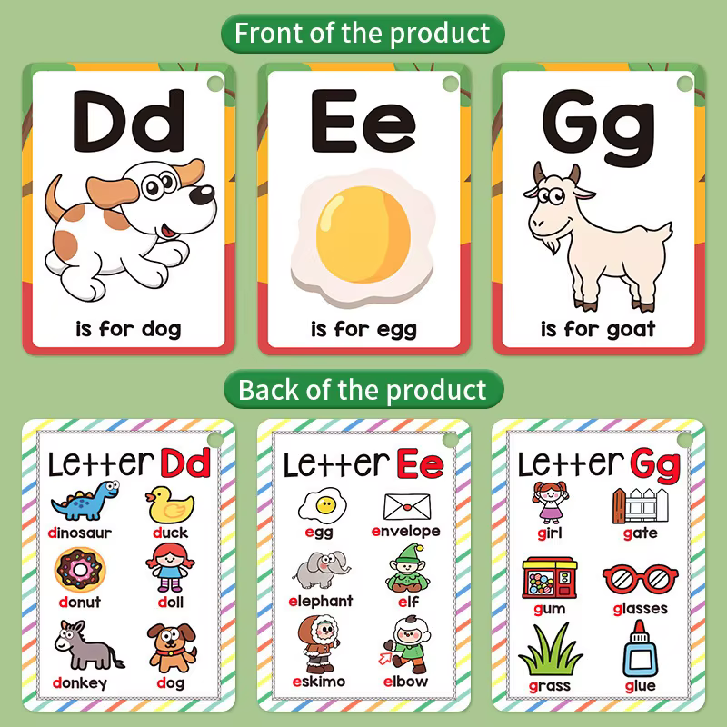 26 lettres cartes de l'alphabet anglais 156 mots avec images cartes flash pour enfants cartes de conception colorée A-Z cartes de mots cadeaux pour enfants