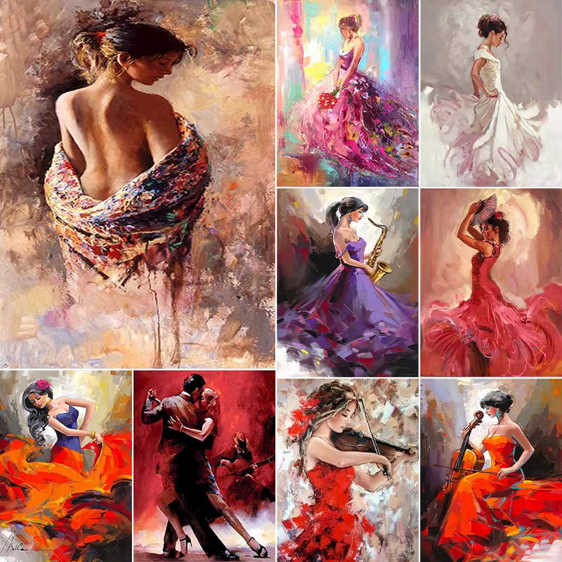 Peinture par numéros faite à la main par nombres de femmes nues, portrait personnalisé, artisanat de gril de fibre chimique pour des adultes, décoration à la maison