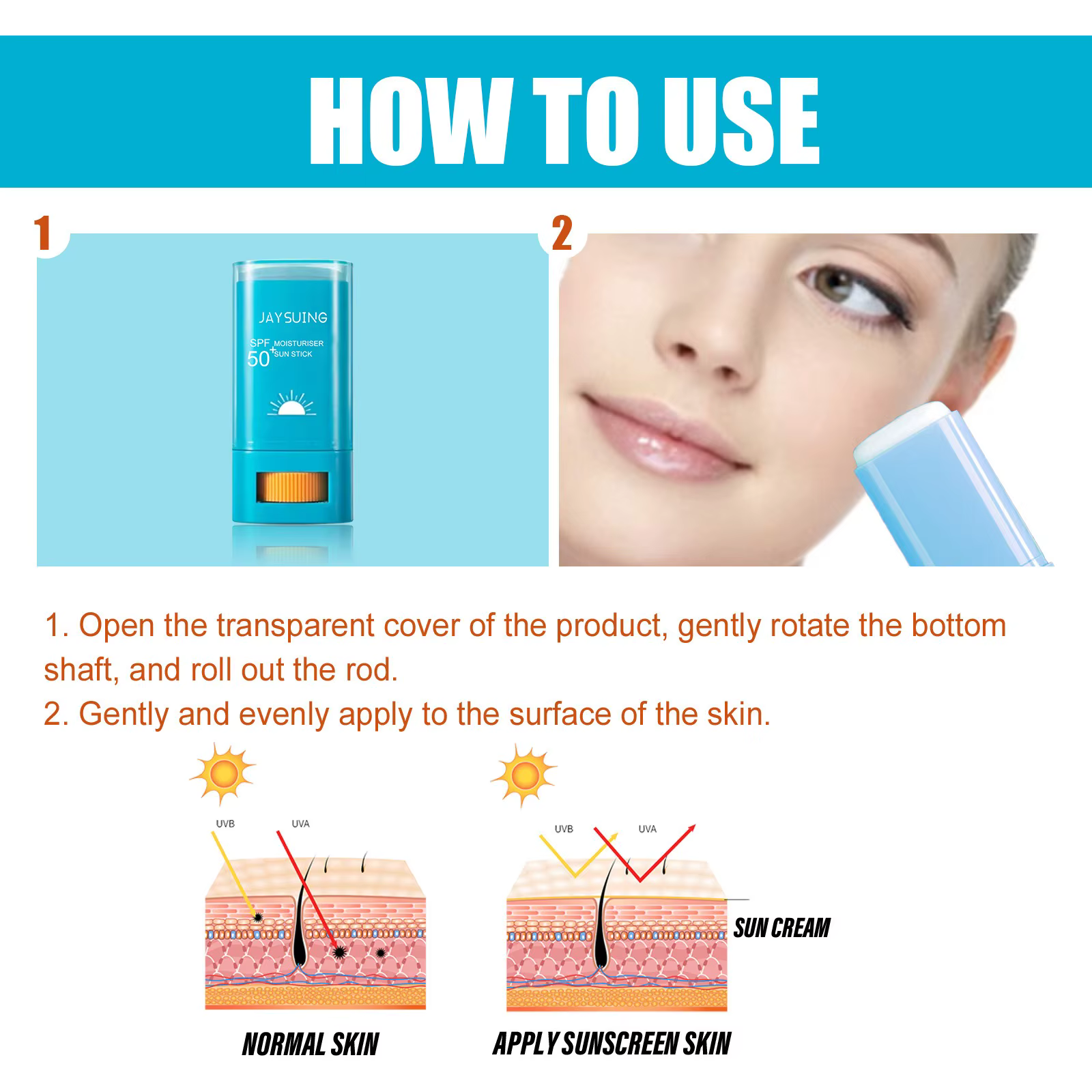Bâton de crème solaire SPF 50 +, protection UV, Anti-oxydation, crème d'isolation, légère, coréenne, tous les types de peau, cosmétiques