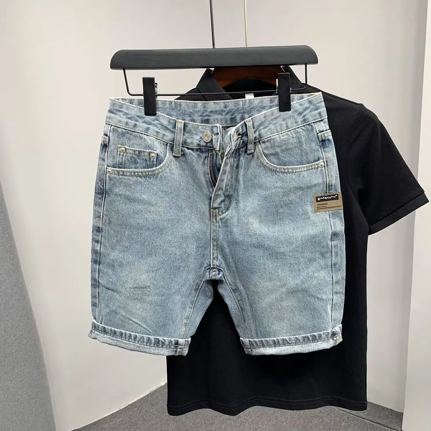 Short en jean droit graphique pour homme, pantalon court, boutons de mode, nouveauté de luxe, Y2K, été, vente XL, original, nouveau