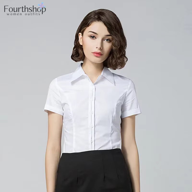 2025 body blanc femmes bureau dame affaires vêtements de travail manches courtes hauts et chemisiers chemises de mode combinaisons élégantes XL nouveau