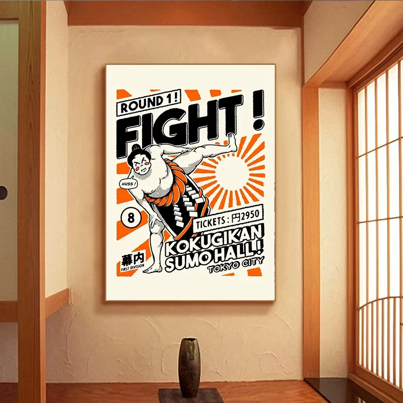 Takoyaki Oni Ramen nourriture japonaise Orange affiches et imprimés toile peinture drôle mur Art photo pour salon décor à la maison