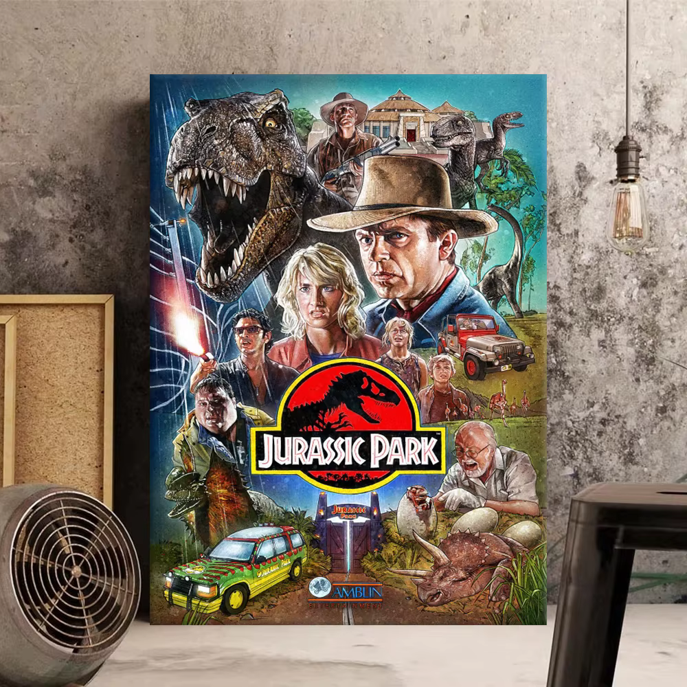 Affiche de film J-Jurassic Park, impression sur toile, peinture décorative de films classiques pour la décoration de la maison et de la chambre à coucher, cadeau pour les fans de films