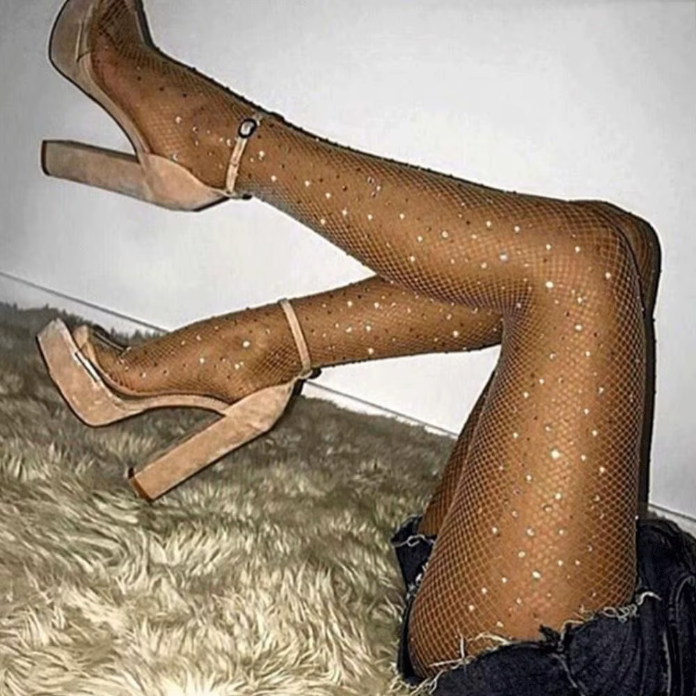 Collants résille brillants à la mode