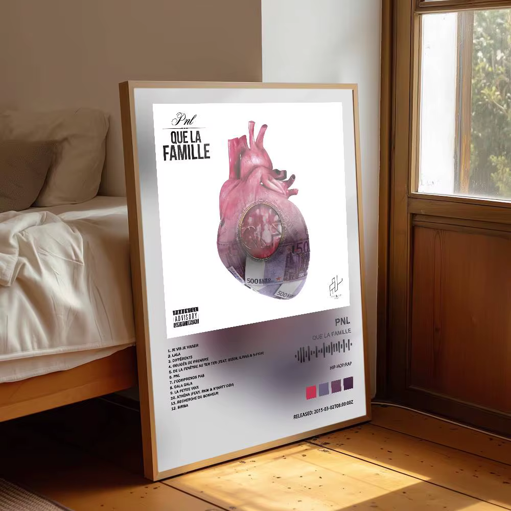 Affiche PNL, couverture d'album, chansons, musique, rap, autocollant mural en papier imperméable pour décoration de salon et de maison