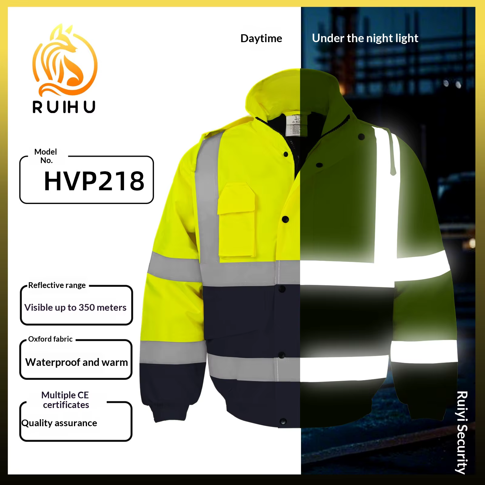 Veste d'hiver haute visibilité pour homme, veste imperméable orange fluorescente, veste bomber réfléchissante, vêtements de travail