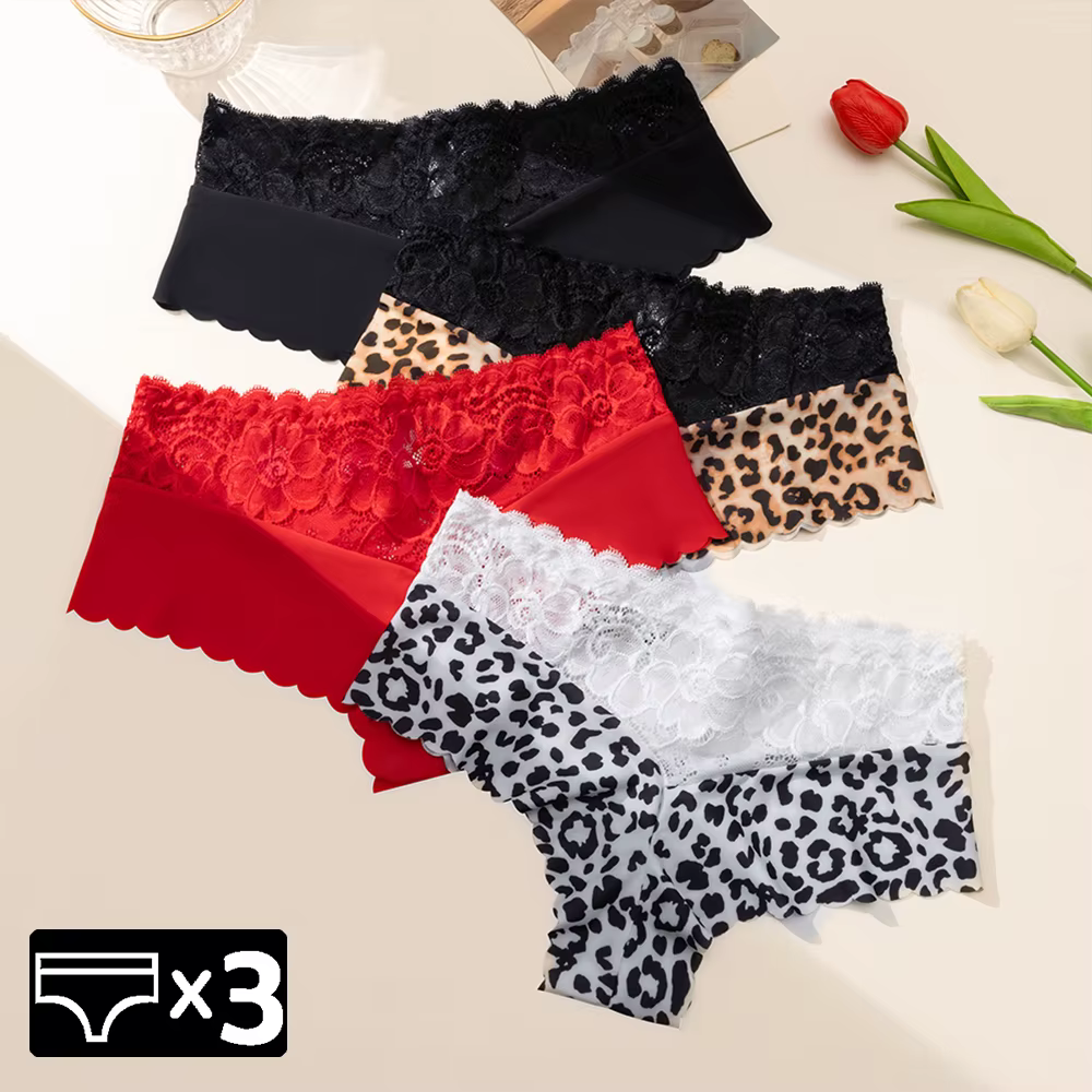 Culotte en dentelle léopard pour femme